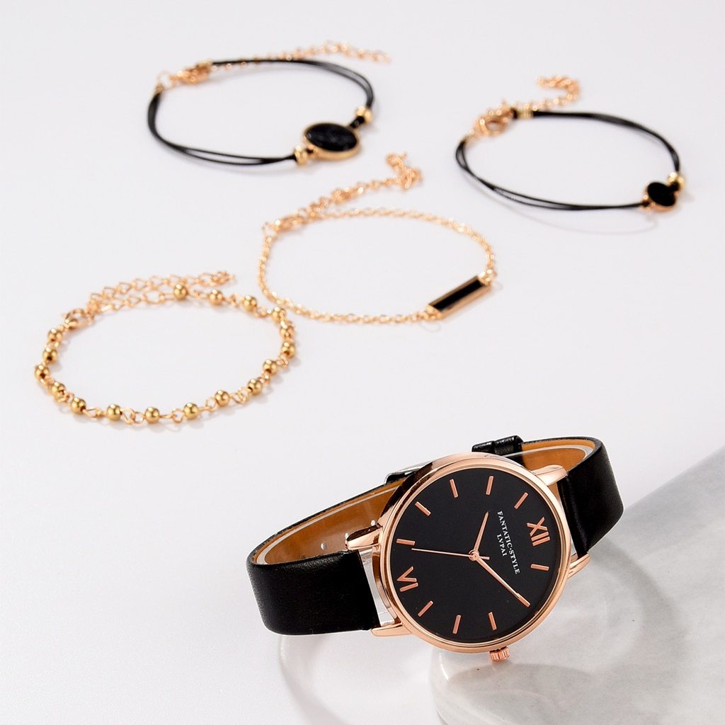 Lvpai Brand 5PCS New Luxury Fashion Bracelet Watch Set Women