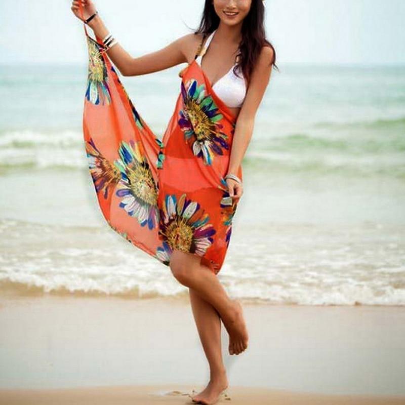 Women Beach Wrap Sheer Bikini Wraps Chiffon Cover Ups For Swimwear Zebra  Pattern 190*46cm