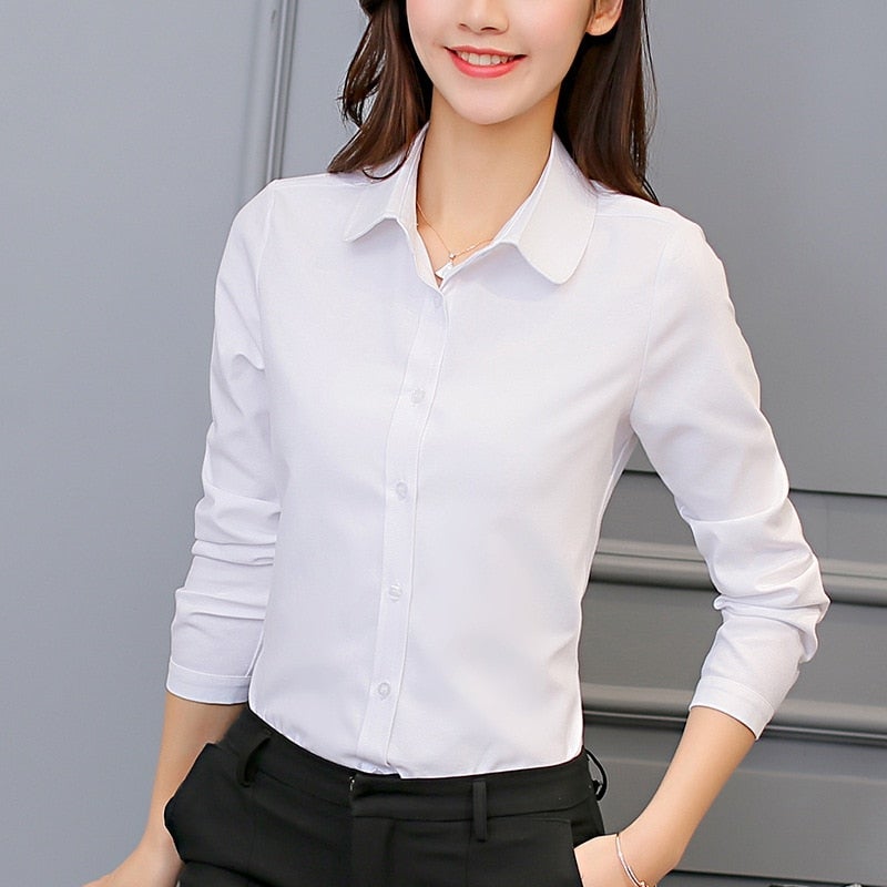 Korean Women Cotton Shirts White Shirt Women Long Sleeve Shirts Tops O –  Bella Fancy Dresses US