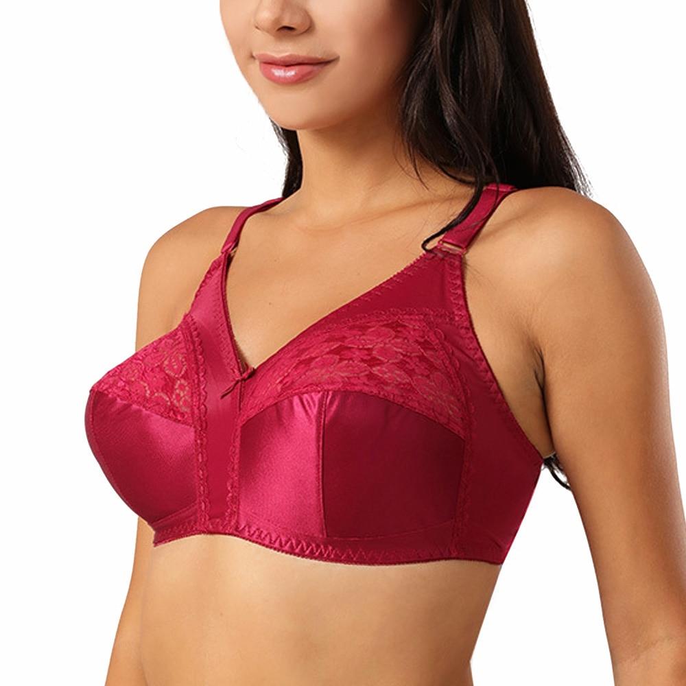 Women's Smooth Sexy Full Coverage Wire Free Non Padded Bra Plus Size Lace  Bralette 36 38 40 42 44 46 48 50 B C D E F Cup