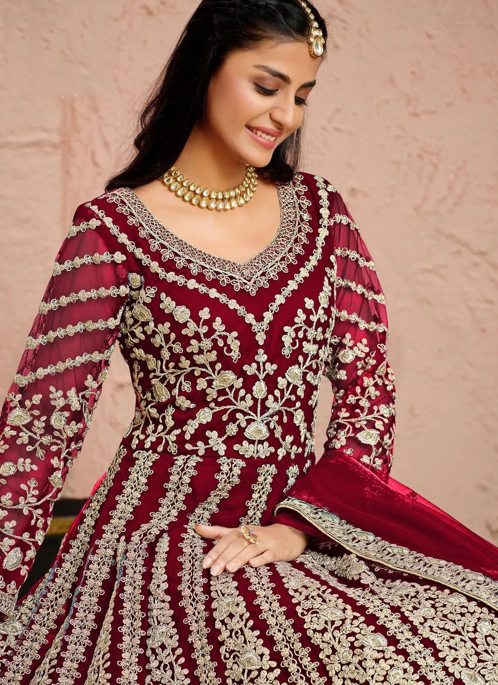 Bella Fancy Dresses Anarkali Dress Magenta Floor Length Wedding Look Suit