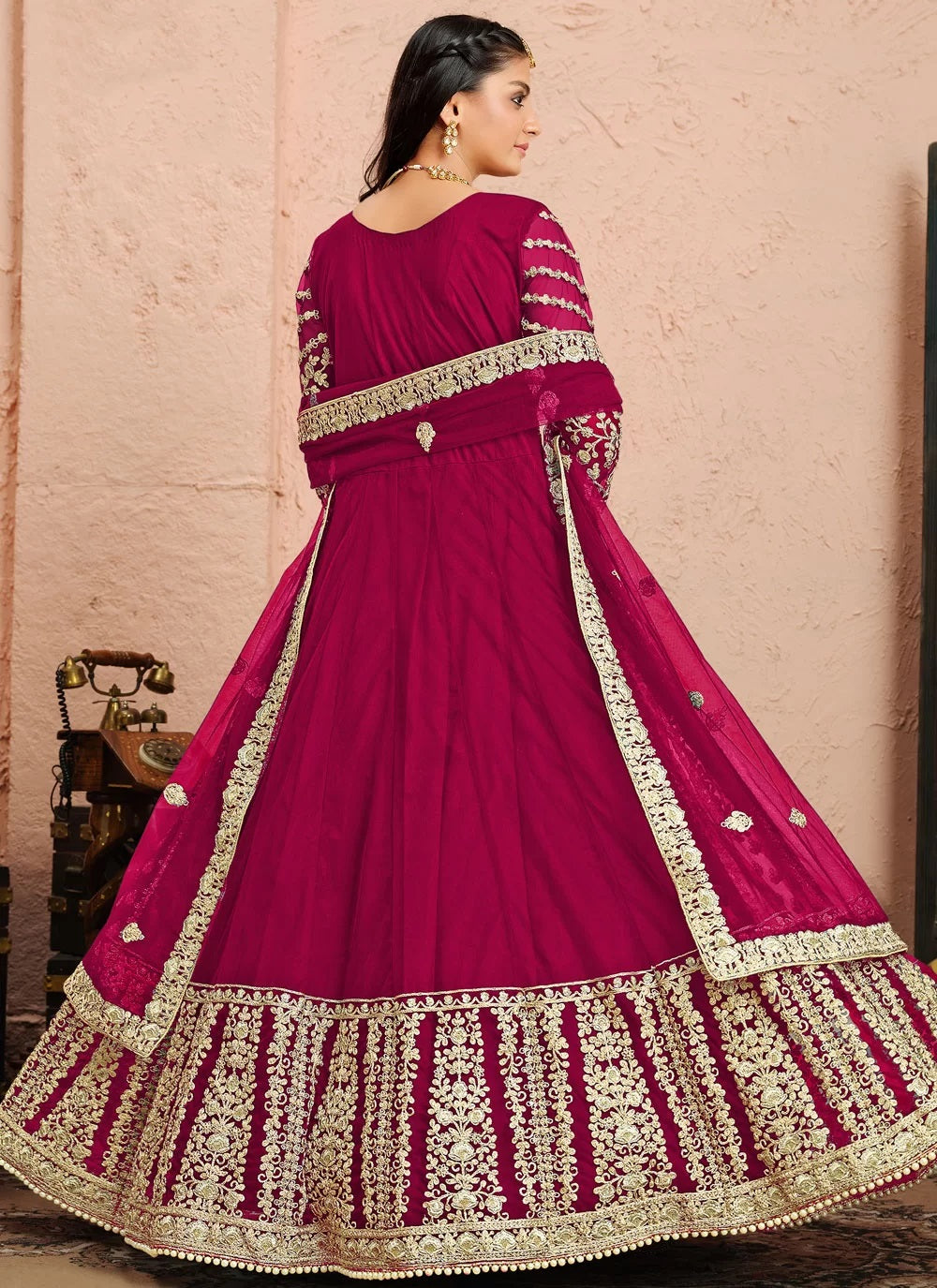 Bella Fancy Dresses Anarkali Dress Magenta Floor Length Wedding Look Suit