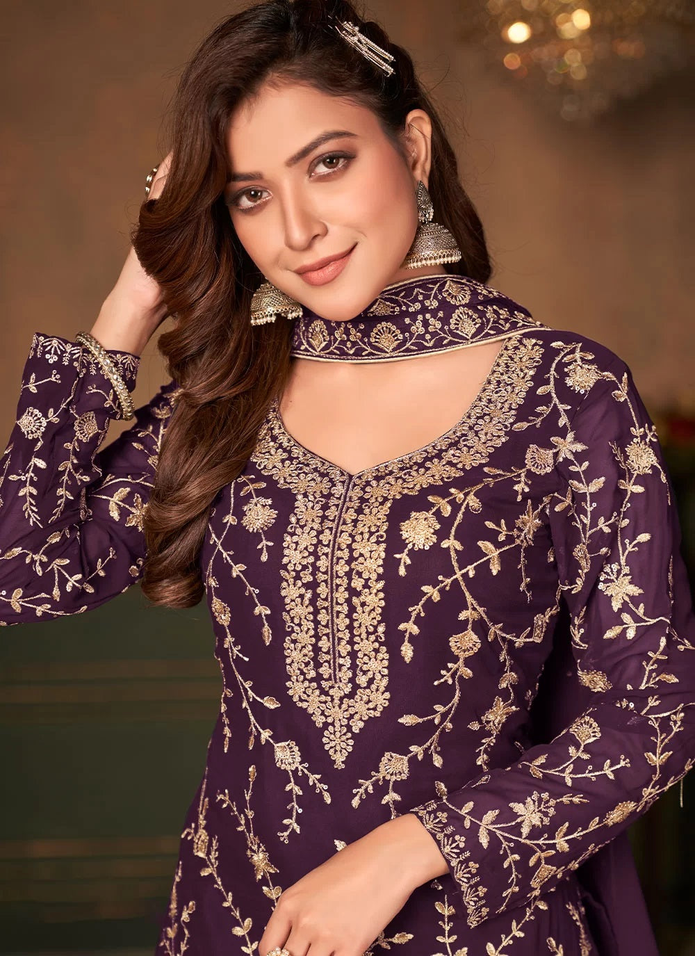 Bella Fancy Dresses palazzo dress Designer Palazzo Style Salwar Suit In Purple Color