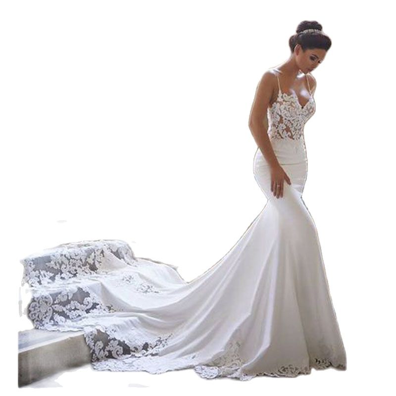 Bella Fancy Dresses US 0 Mermaid Wedding Dress Sleevelesss Vestidos de novia Vintage Sweetheart Bridal Gown Backless Lace Wedding Gown 2021 New Design