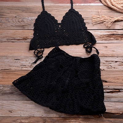 Bella Fancy Dresses US 0 Two-piece Crochet Women Bikini Set Cover Up Swimsuit Swim Skirt Swimwear Bathing Swimdress Beachwear