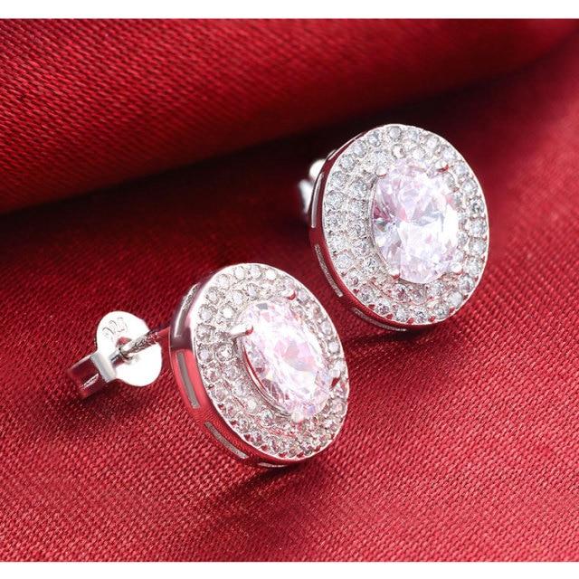 Bella Fancy Dresses US 2021 New Arrival Fashion Luxury 925 Sterling Silver Pink CZ Drop Stud Earing  For Women Valentine's Day Gift Z5