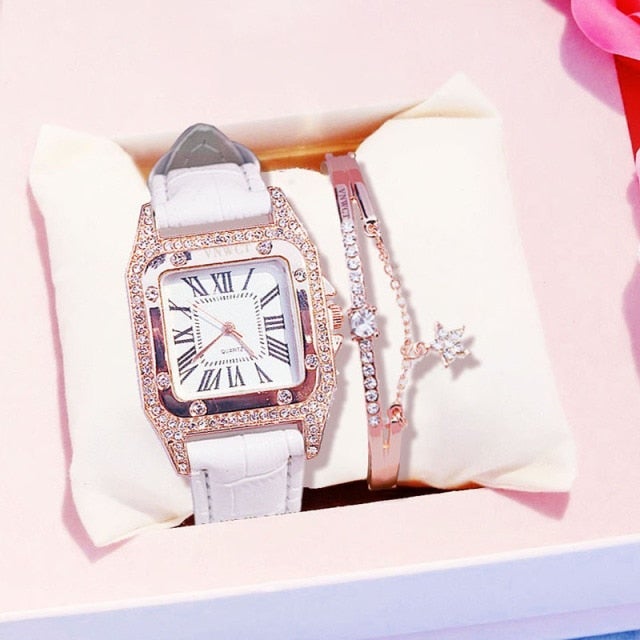 Bella Fancy Dresses US 2022 Women Watches Bracelet set Starry Sky Ladies Bracelet Watch Casual Leather Quartz Wristwatch Clock Relogio Feminino