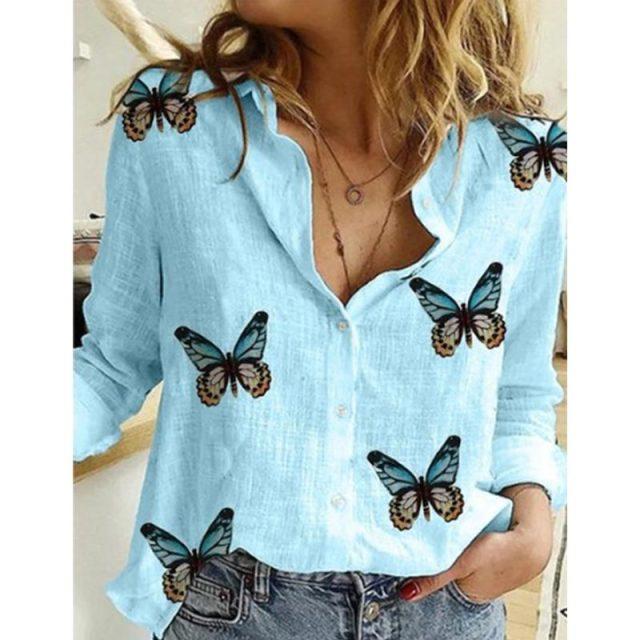 Bella Fancy Dresses US Casual Long Sleeve Birds Print Loose Shirts Women Oversized Cotton and Linen Blouses and Tops Vintage Streetwear Tunic Tees