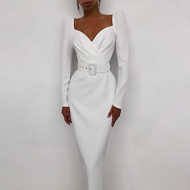 Elegant Gown Long White Pencil