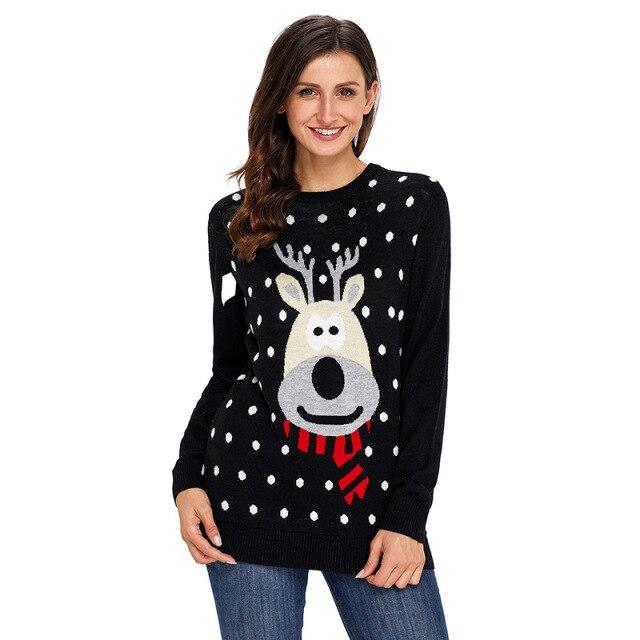 Bella Fancy Dresses US European And American-Style New Style Plus-size Base OF Neck Crew Neck Versatile Long-Sleeve Women's Christmas Sweater