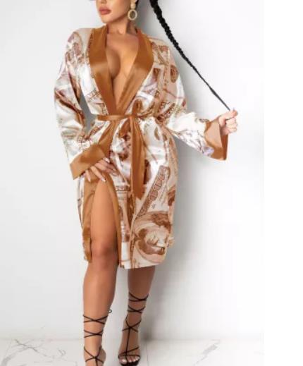 Bella Fancy Dresses US hirigin Aesthetic Cardigan Long Sleeve Midi Bandage Dress Money Pajamas Fall Clothes for Women 2020 Fashion Sexy Lounge Wear