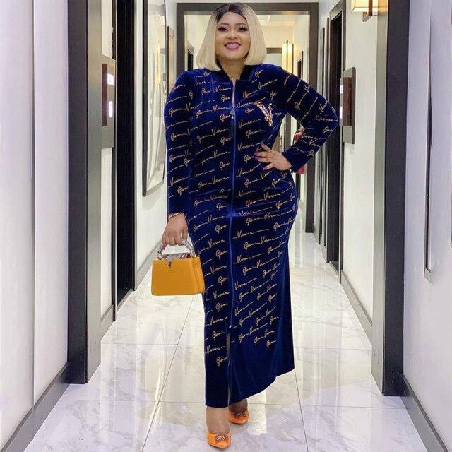Bella Fancy Dresses US Islamic Wear 2021 Elegant Evening Dresses For Women African Elastic Velvet Maxi Dress Boubou Africain Femme Fashion Abaya Ladies Clothing