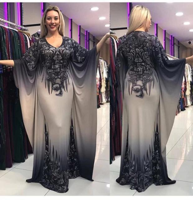 Bella Fancy Dresses US Islamic Wear 2021 new sexy fashion style summer v-neck african women printing plus size long dress african clothes for women
