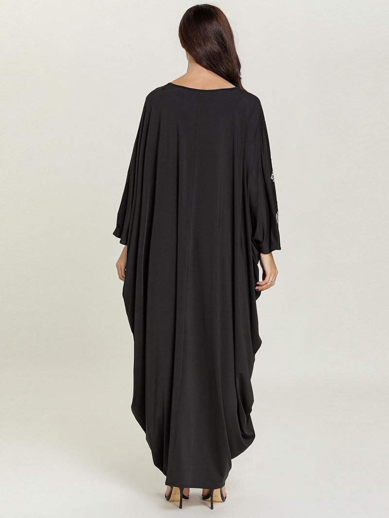 Bella Fancy Dresses US Islamic Wear Fashion Flower Embroidery Bat Sleeve Maxi Dress