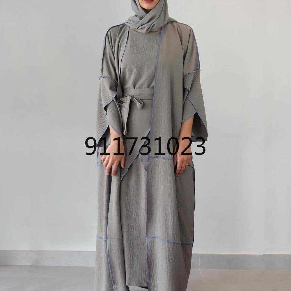 Bella Fancy Dresses US Islamic Wear New Kaftan Robe Top Skirt Set Fashion Islamic Ethnic Muslim Women's Set Large Size Abaya Robe Set