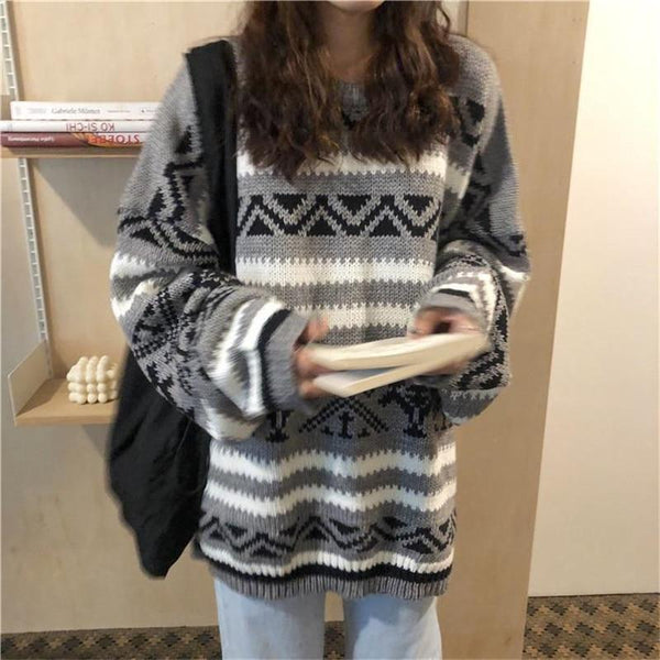 Bella Fancy Dresses US Japan Tops Female Christmas Casual Autumn Specials Sweatshirt Funny Sweater Autumn Girls Streetwear Girls Gray Oversized Sweater