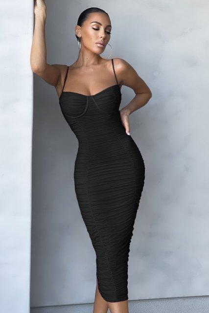 Bella Fancy Dresses US Mesh Draped Bandage Dress 2021 New Arrival Midi Bandage Dress Bodycon Women Summer Green Sexy Party Dress Evening Club Outfits