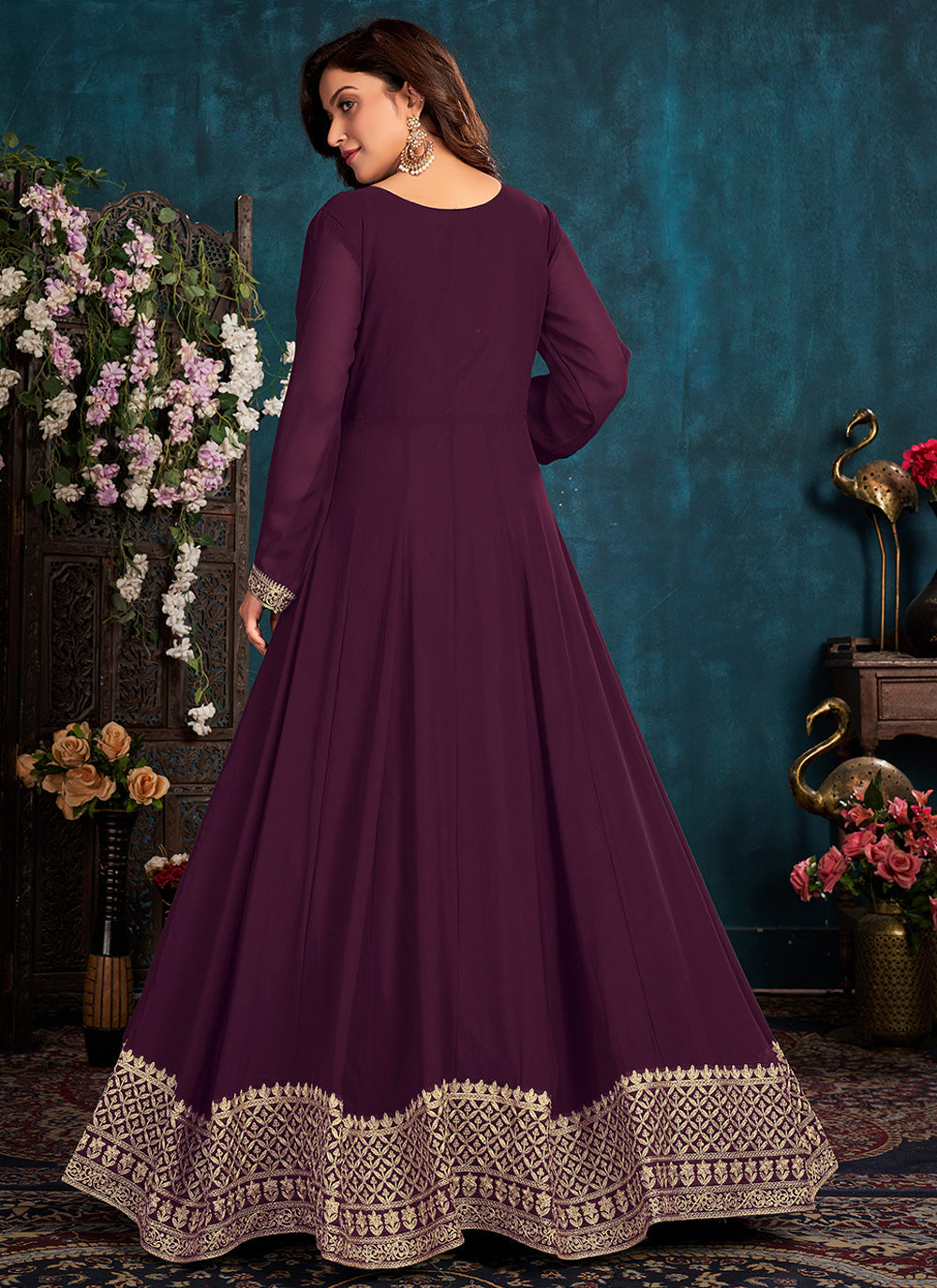 Bella Fancy Dresses US Salwar Kameez Violet Color Trendy Anarkali Salwar Kameez