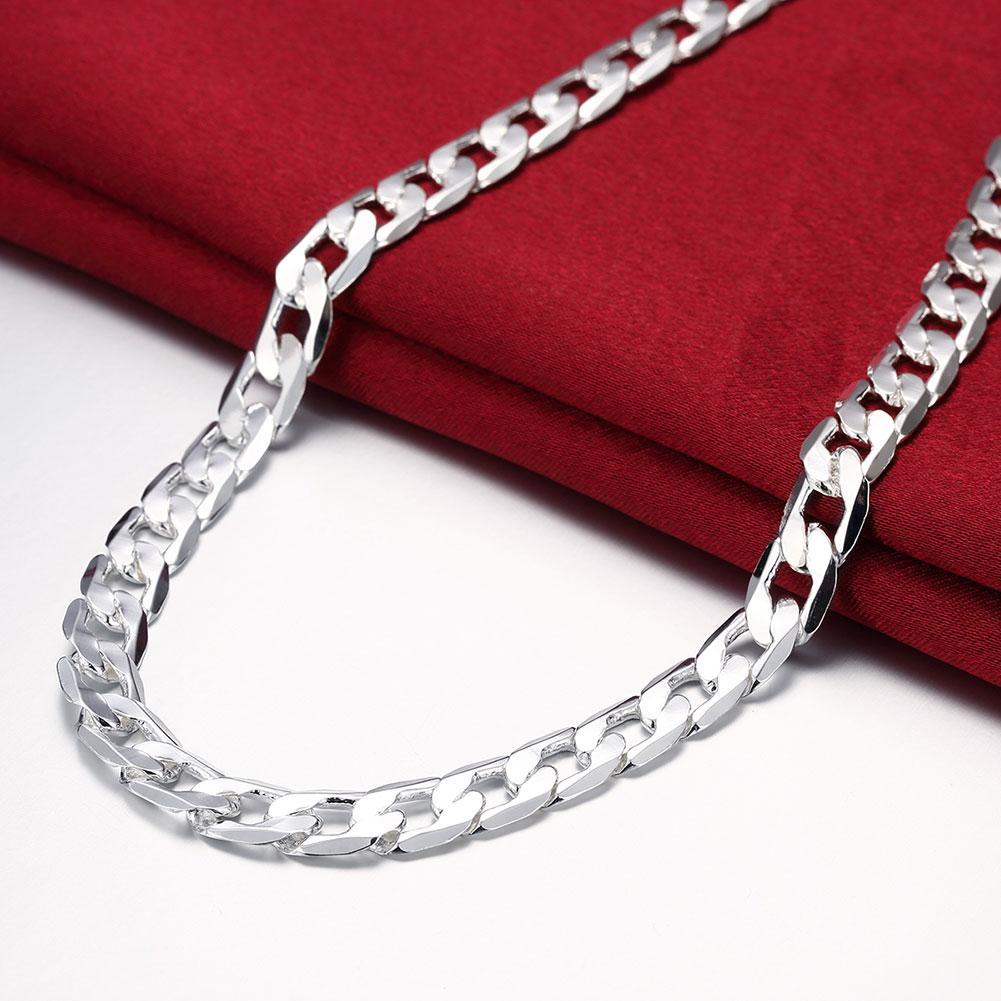 Bella Fancy Dresses US Special Offer 925 Sterling Silver Necklace for men's 20/24 Inches Classic 8MM Chain Luxury Jewelry Wedding Christmas gifts