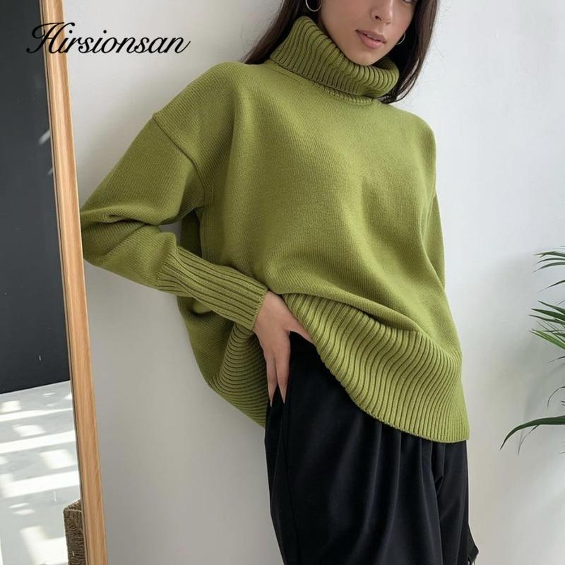 Bella Fancy Dresses US Turtle Neck Cashmere Winter Sweater Women 2021 Elegant Thick Warm Female Knitted Pullover Loose Basic Knitwear Jumper