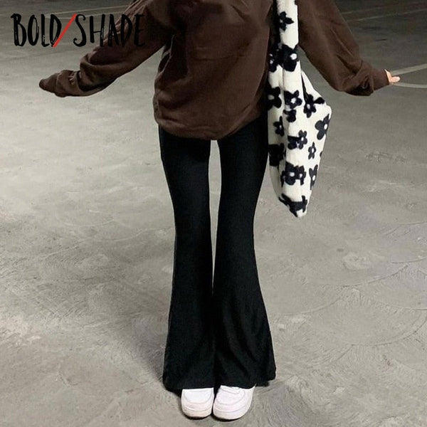 Bella Fancy Dresses US Western Wear Bold Shade Grunge 90s Urban Style Boot Cut Pants High Waist Black Vintage Skinny Pants Fashion Indie Casual For Women Trousers