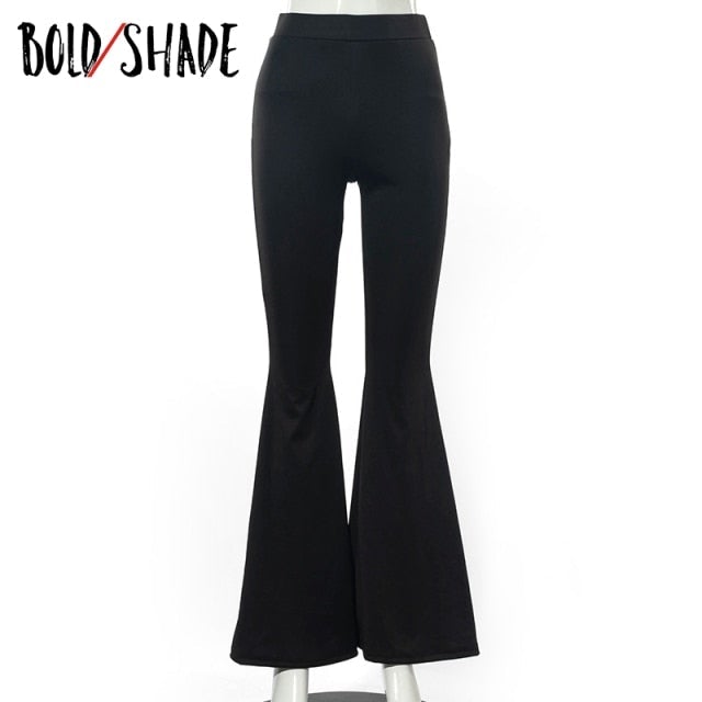 Bold Shade Grunge 90s Urban Style Boot Cut Pants High Waist Black Vint –  Bella Fancy Dresses US