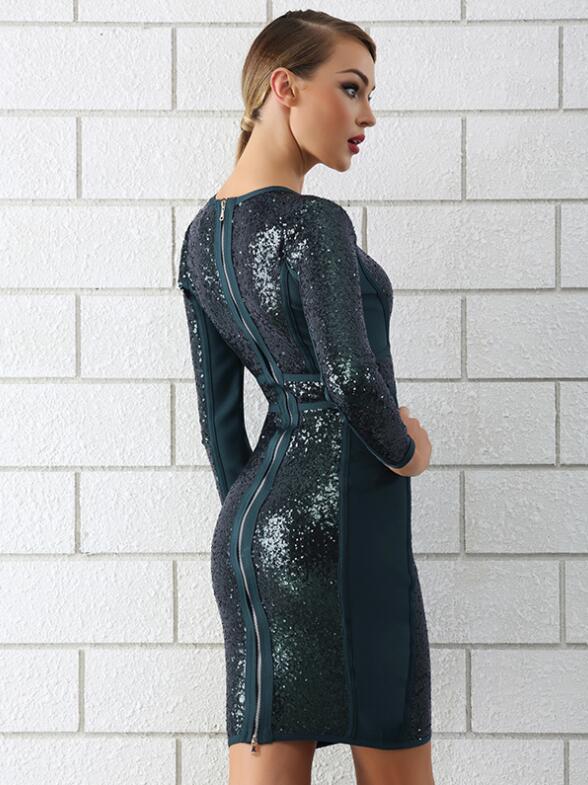 Bella Fancy Dresses US Western Wear Boutique Deep v Sequins Long Sleeve Dress