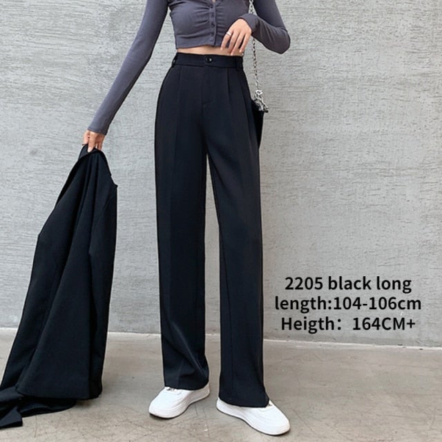 Bella Fancy Dresses US Western Wear Casual High Waist Loose Wide Leg Pants for Women Spring Autumn New Female Floor-Length White Suits Pants Ladies Long Trousers