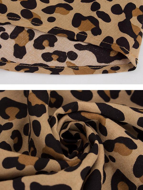 Bella Fancy Dresses US Western Wear Chic Leopard Printed Button Up Long Sleeve Dress