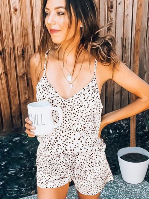 Bella Fancy Dresses US Western Wear Dots Printed Spaghetti Strap Loungewear 2 Piece Sets