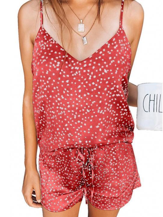 Bella Fancy Dresses US Western Wear Dots Printed Spaghetti Strap Loungewear 2 Piece Sets