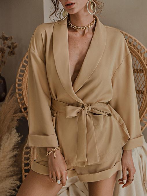 Bella Fancy Dresses US Western Wear Elegant Solid Tie-Wrap Two Piece Short Set