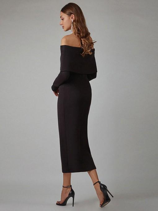 Bella Fancy Dresses US Western Wear Fashion Solid Off The Shoulder Maxi Dress