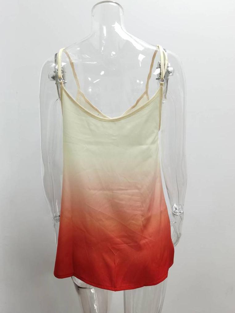 Bella Fancy Dresses US Western Wear Gradient Color V Neck Spaghetti Strap Tank Top