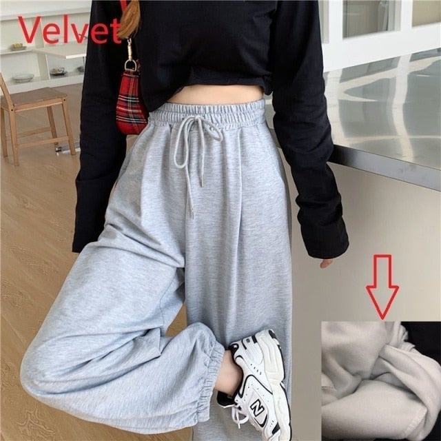 Gray Sweatpants for Women 2021 Autumn New Baggy Fashion Oversize