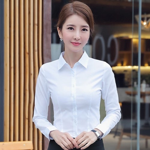 Bella Fancy Dresses US Western Wear Korean Women Cotton Shirts White Shirt Women Long Sleeve Shirts Tops Office Lady Basic Shirt Blouses Plus Size Woman Blouse 5XL