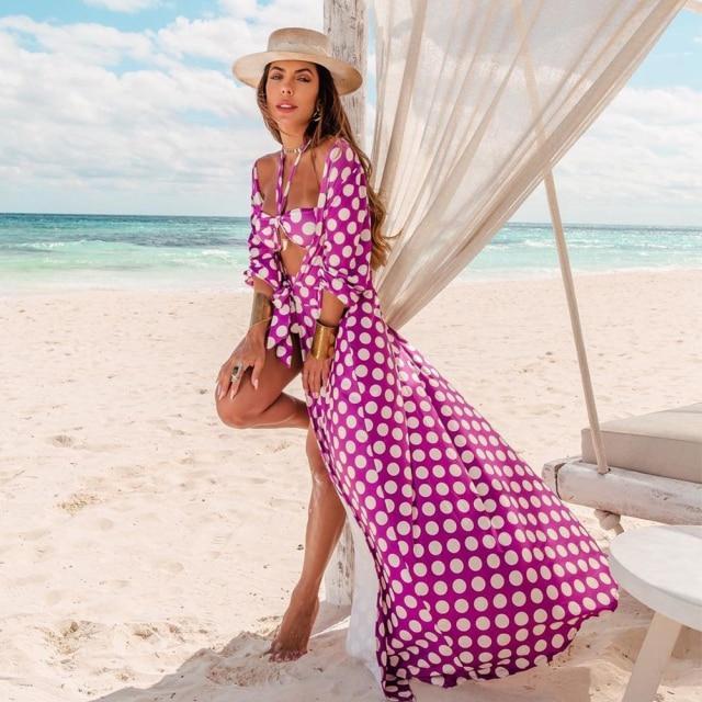 Bella Fancy Dresses US Western Wear Leaves Print Bikini Beach Cover up Tunics for Beach Long Kaftan Bikini Cover up Robe de Plage Sarong Beach Swimsuit cover-ups