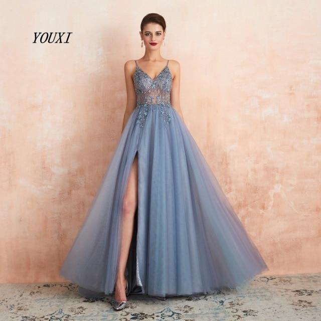 New Detachable Skirt Evening Dresses 2020 One Shoulder Sexy High Slit Formal  Prom Plus Size Party