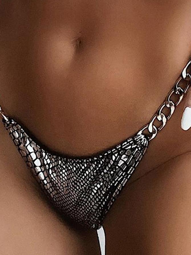 Bella Fancy Dresses US Western Wear Snake Skin Metal Chain Two Piece Swimsuit