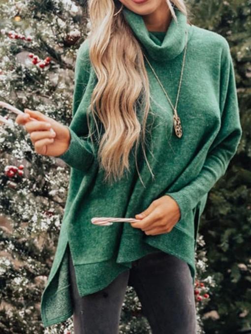 Bella Fancy Dresses US Western Wear Solid Color High-Low Turtleneck Sweater