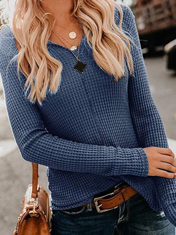 Bella Fancy Dresses US Western Wear Solid V Neck Knitting Winter Sweater
