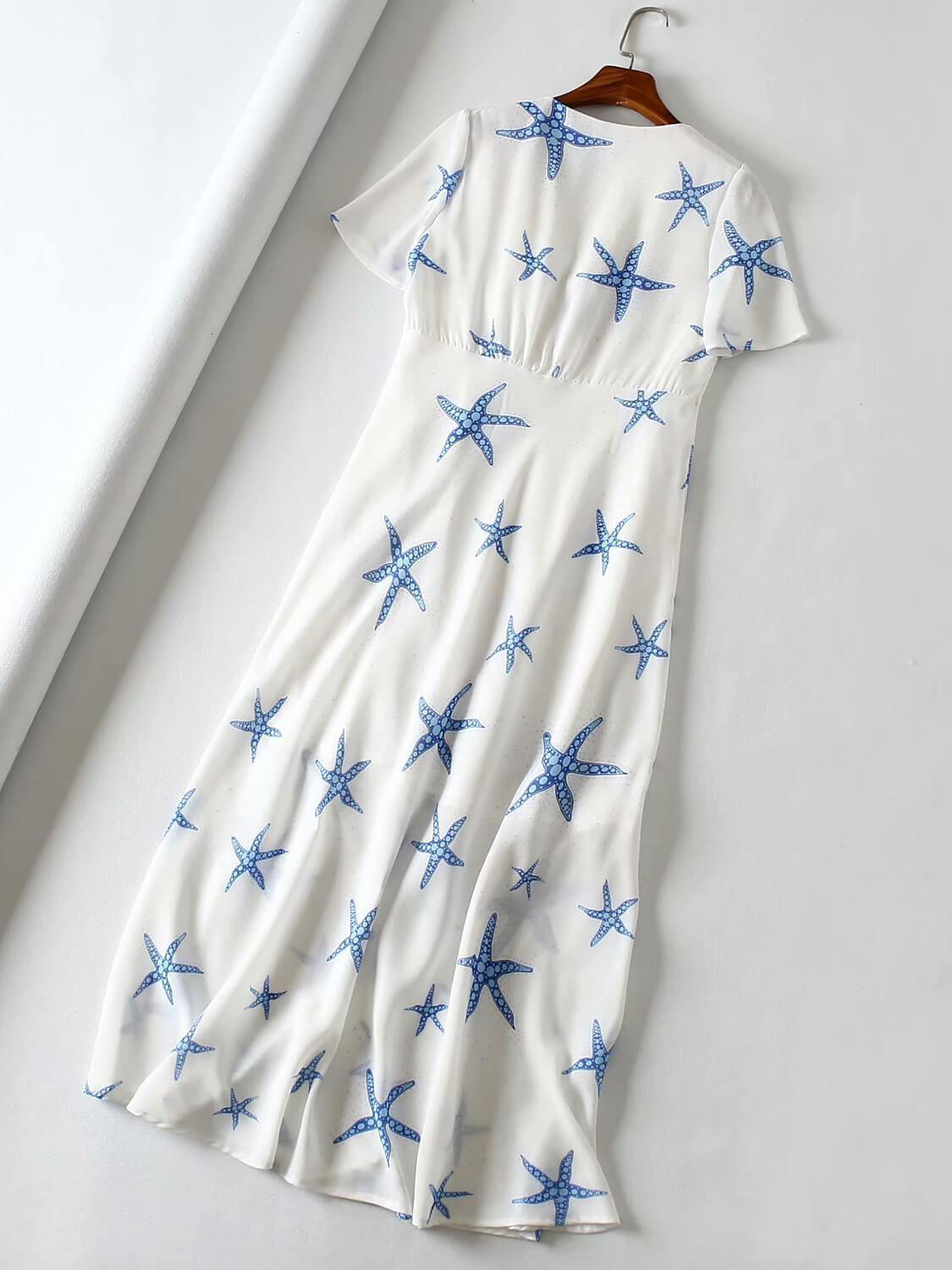 Bella Fancy Dresses US Western Wear Sweet Sea Star Printed Short Sleeve Maxi Dress