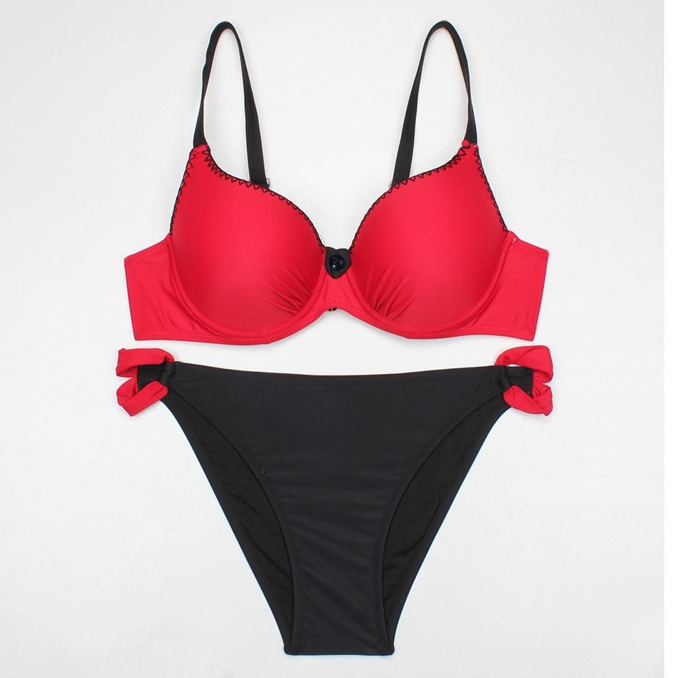 Swimsuit Red Push Up Bikini Set Plus Size Women Swimwear Sexy