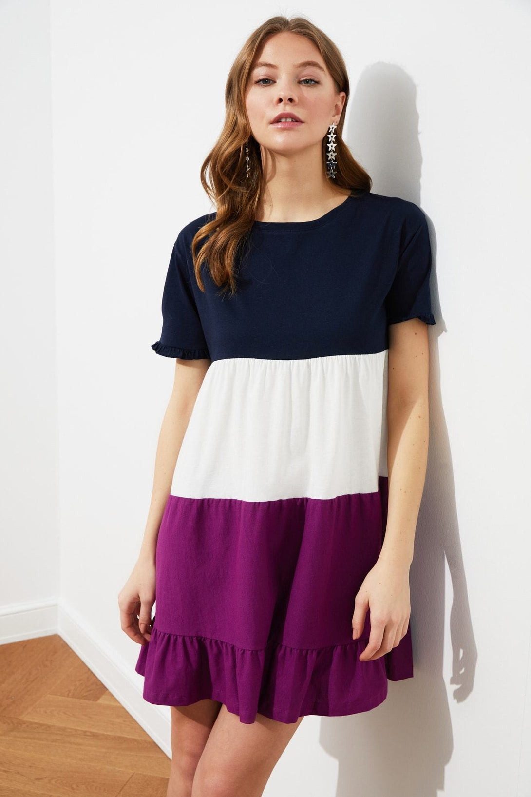 Bella Fancy Dresses US Western Wear Trendyol With Color Block Knit Dress TWOSS20EL1638