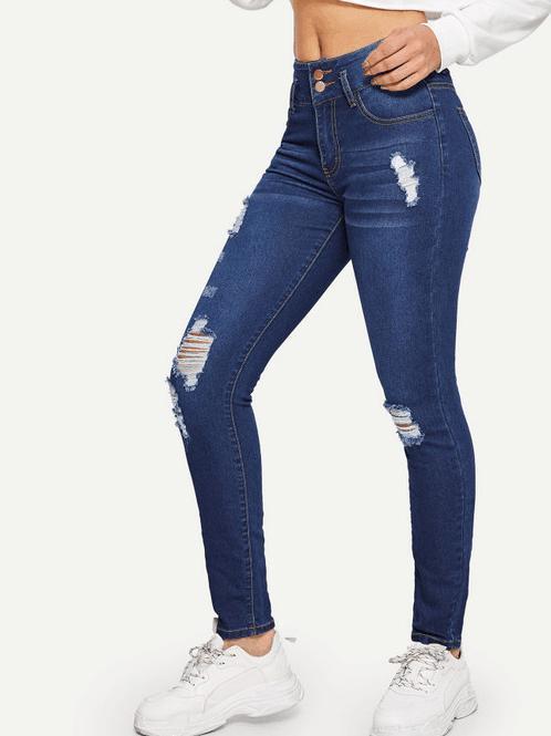 Bella Fancy Dresses US Western Wear Versatile Two Button Ripped Jeans For Women