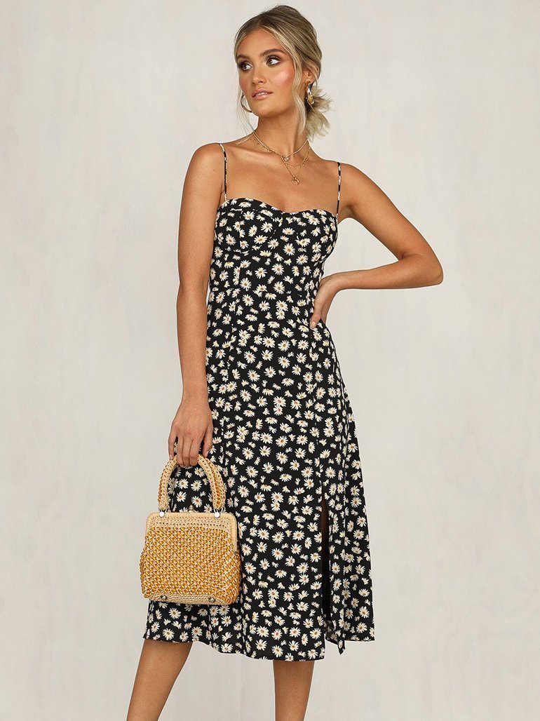 Bella Fancy Dresses US Western Wear Vintage Daisy Pattern Slip Summer Dresses