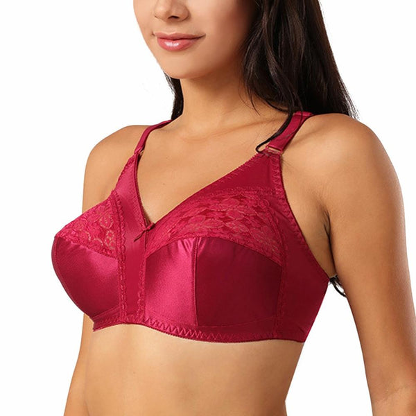 Bella Fancy Dresses US Western Wear Women's Smooth Sexy Full Coverage Wire Free Non Padded Bra Plus Size Lace Bralette 36 38 40 42 44 46 48 50 B C D E F Cup