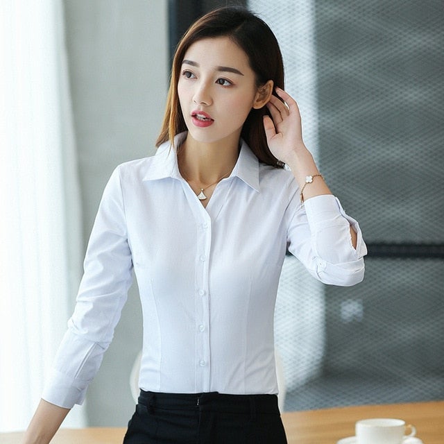 Women Tops And Blouses Office Lady Blouse Slim Shirts Women