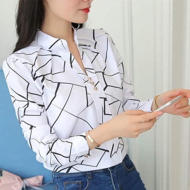 Women Tops And Blouses Office Lady Blouse Slim Shirts Women