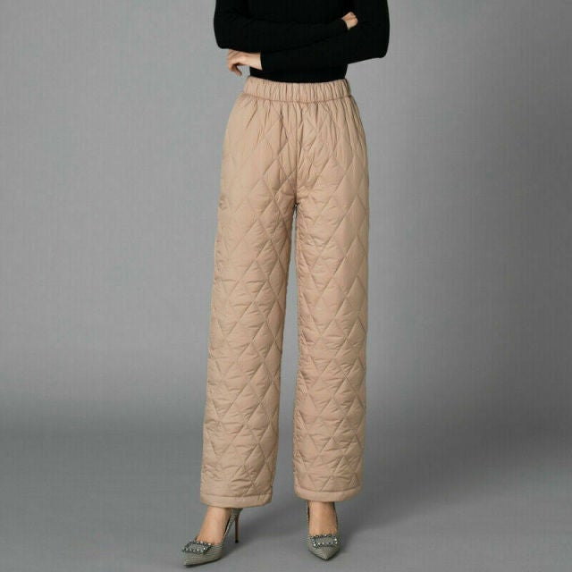  Women Winter Warm Down Cotton Pants Padded Quilted Trousers  Elastic Waist Casual Trousers 01 M : Clothing, Shoes & Jewelry